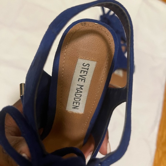 Steve Madden Cobalt Blue Lace Up Heels - Picture 6 of 7